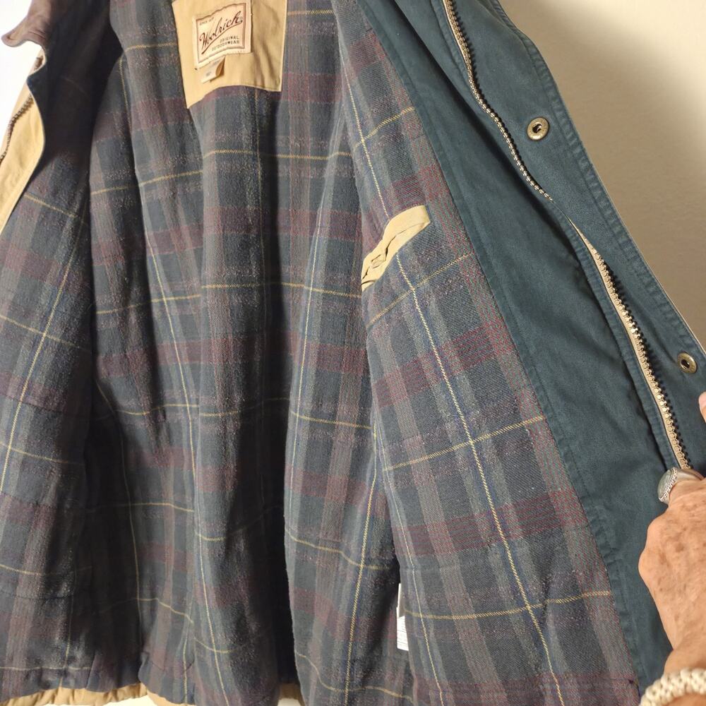Woolrich Mens Khaki Heavy Warm Heritage Barn Chore Coat Flannel Lined Size L - Picture 7 of 11